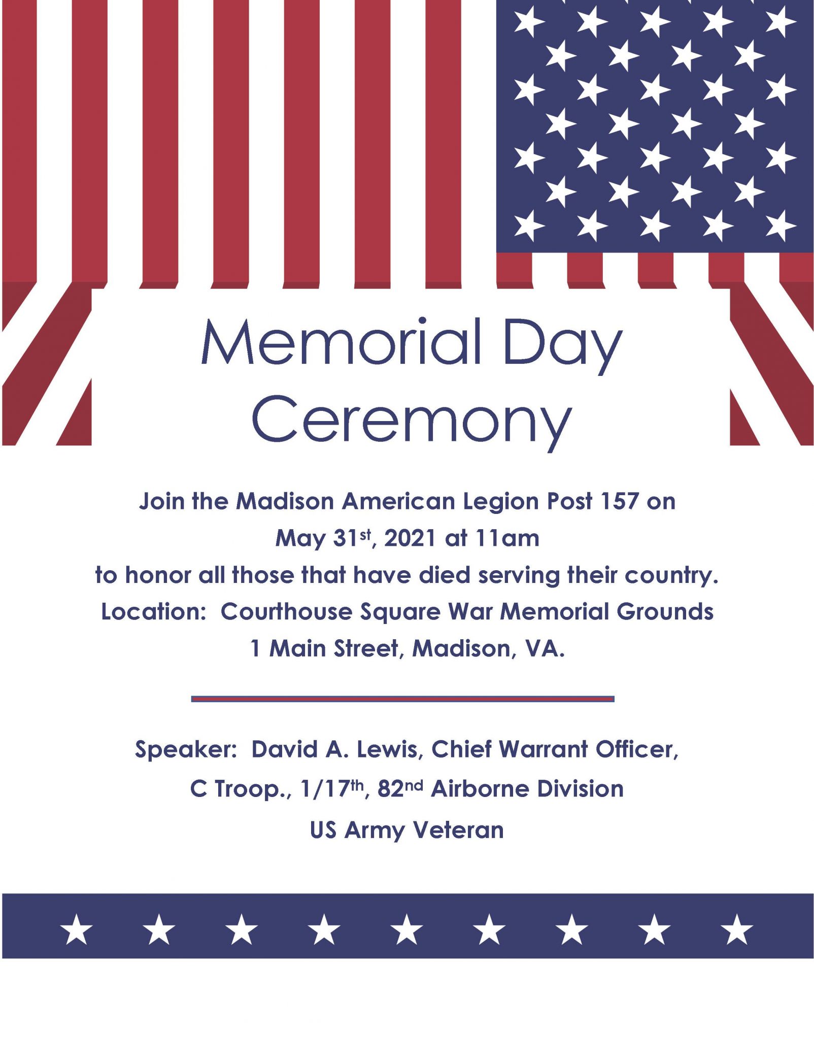 Madison American Legion Post 157 Memorial Day Service